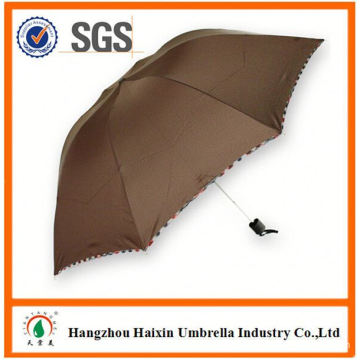 Top Quality Latest Parasol Print Logo 3 folds umbrella manual open